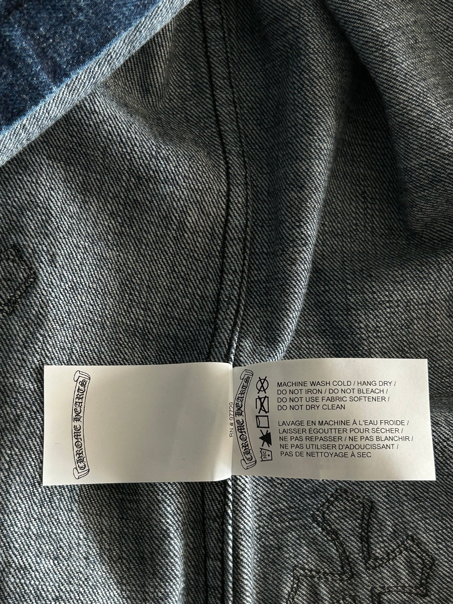 Chrome Hearts Blue Embroidered Cross Patch Denim Shirt