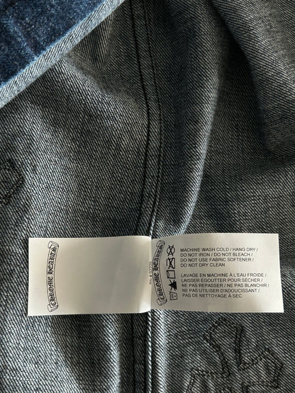 Chrome Hearts Blue Embroidered Cross Patch Denim Shirt