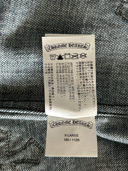 Chrome Hearts Blue Embroidered Cross Patch Denim Shirt