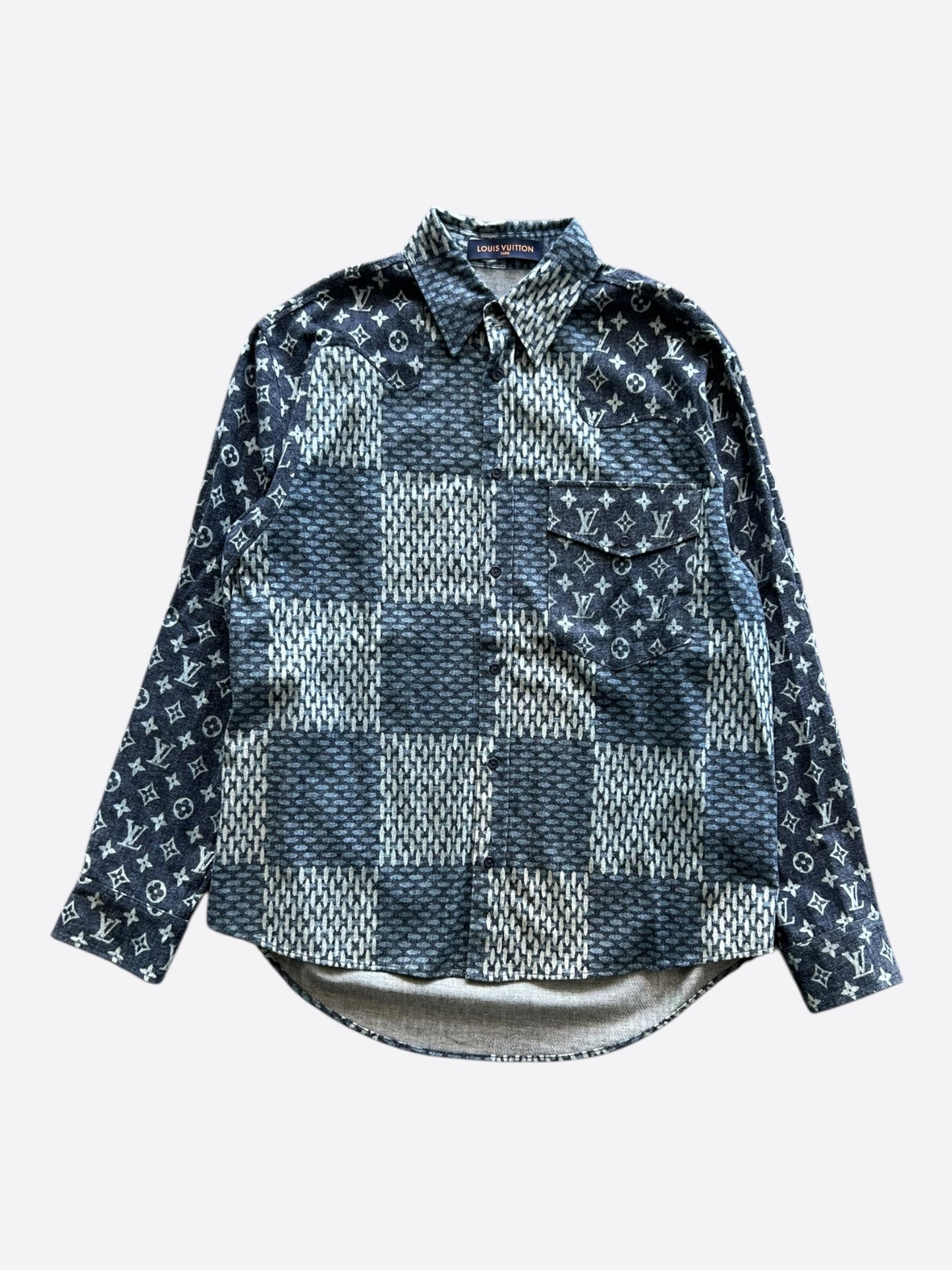 Louis Vuitton Nigo Navy Giant Damier Monogram Button Up Shirt