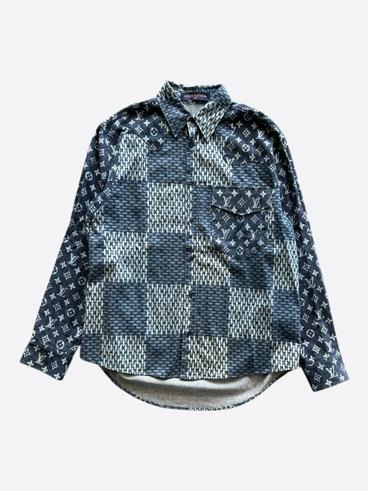 Louis Vuitton Nigo Navy Giant Damier Monogram Button Up Shirt