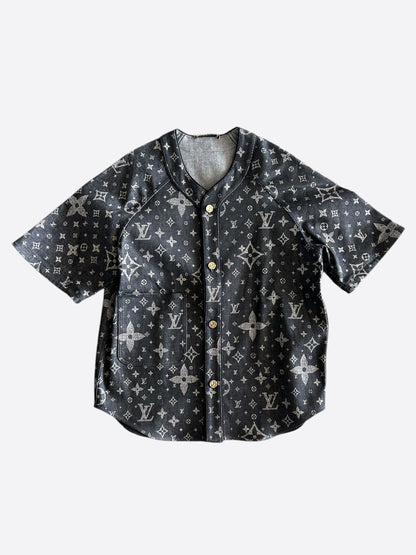 Louis Vuitton Grey Star Monogram Denim Baseball Jersey