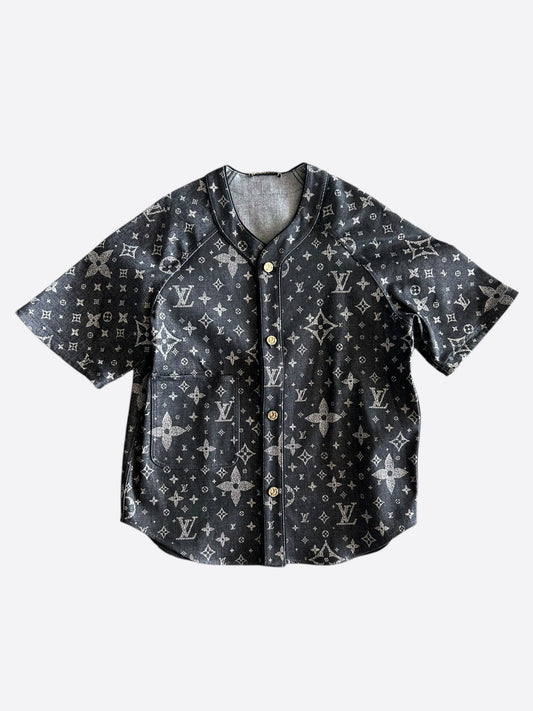 Louis Vuitton Grey Star Monogram Denim Baseball Jersey