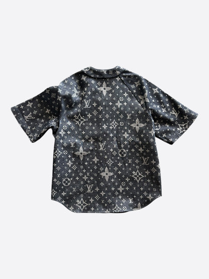 Louis Vuitton Grey Star Monogram Denim Baseball Jersey