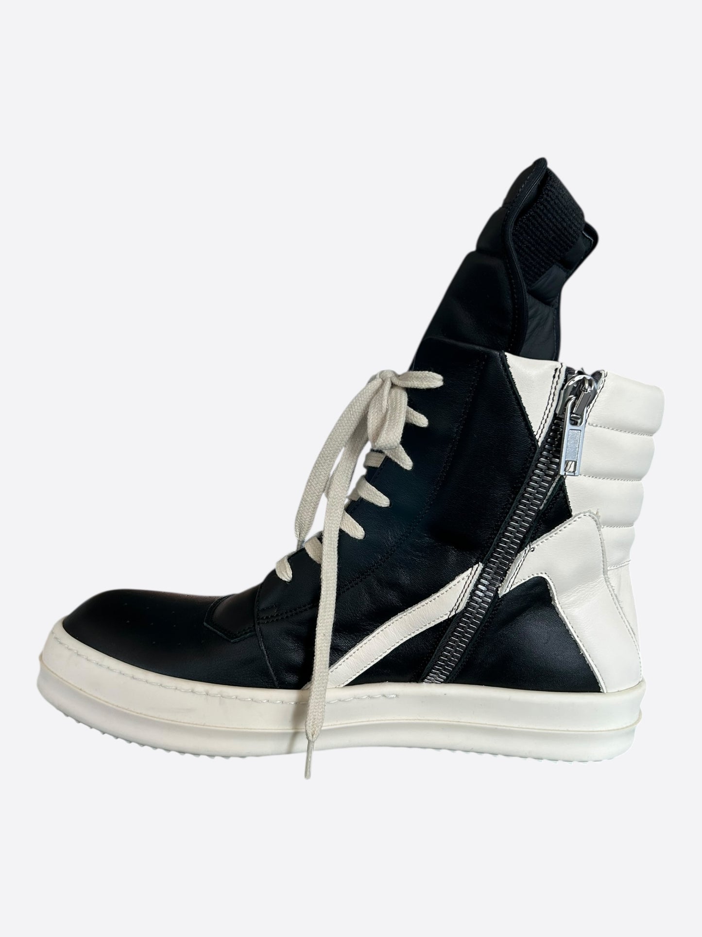 Rick Owens Black & White Geobasket Sneakers