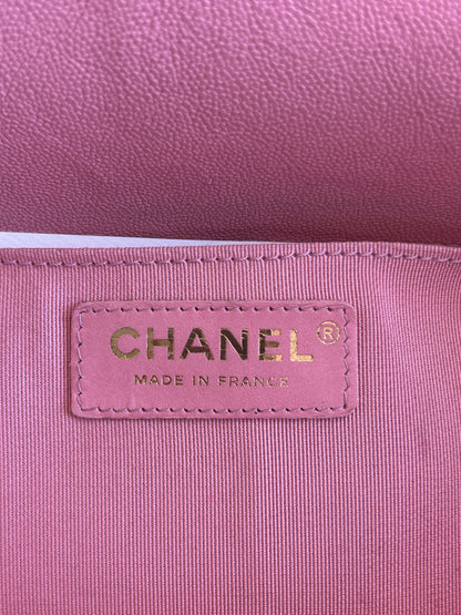 Chanel Pink Quilted Caviar Medium Boy Bag