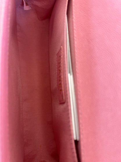 Chanel Pink Quilted Caviar Medium Boy Bag