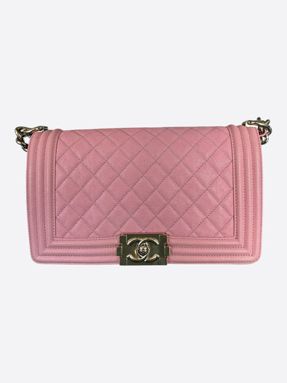 Chanel Pink Quilted Caviar Medium Boy Bag
