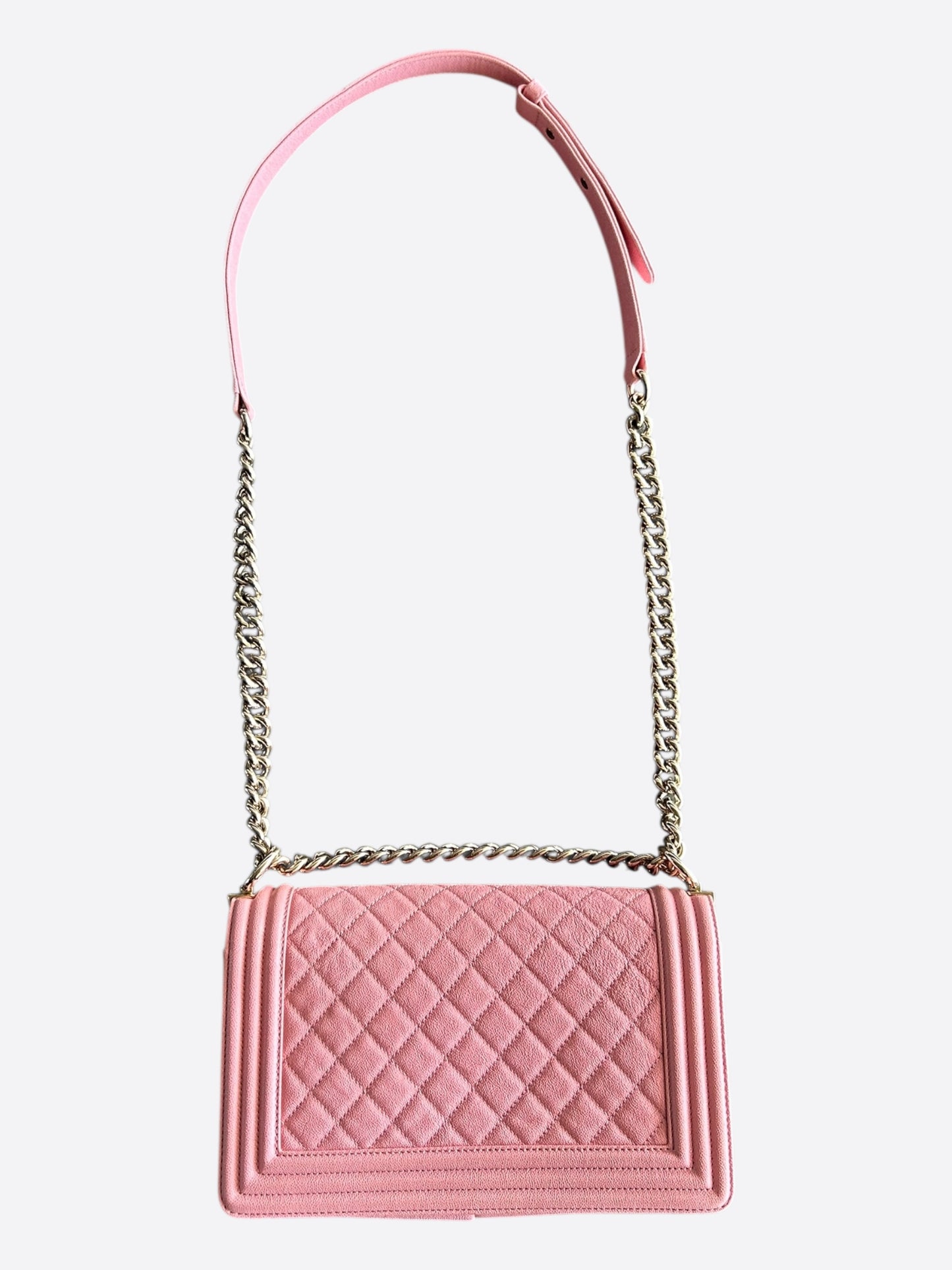 Chanel Pink Quilted Caviar Medium Boy Bag