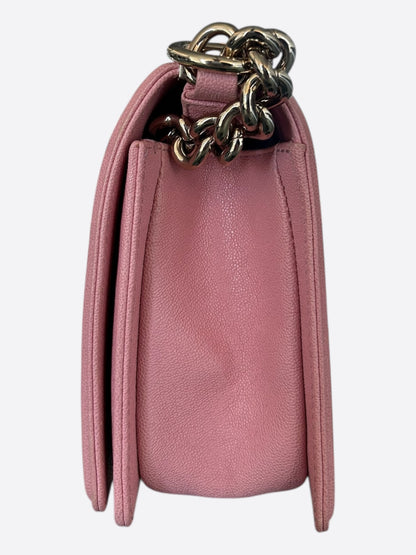 Chanel Pink Quilted Caviar Medium Boy Bag