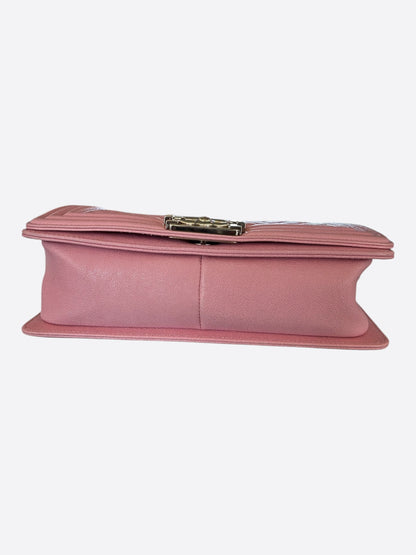 Chanel Pink Quilted Caviar Medium Boy Bag