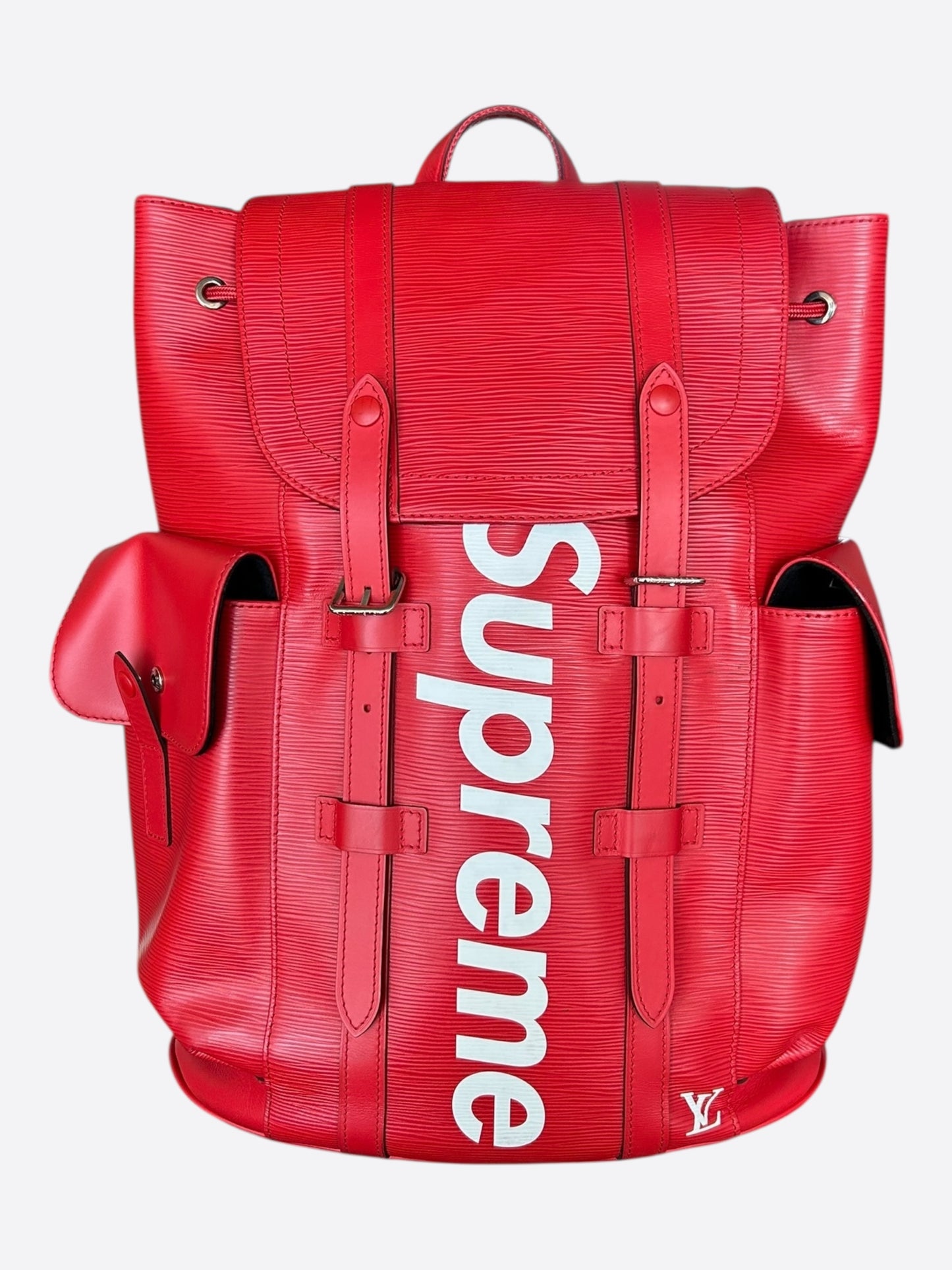 Louis Vuitton Supreme Red & White EPI Christopher Backpack