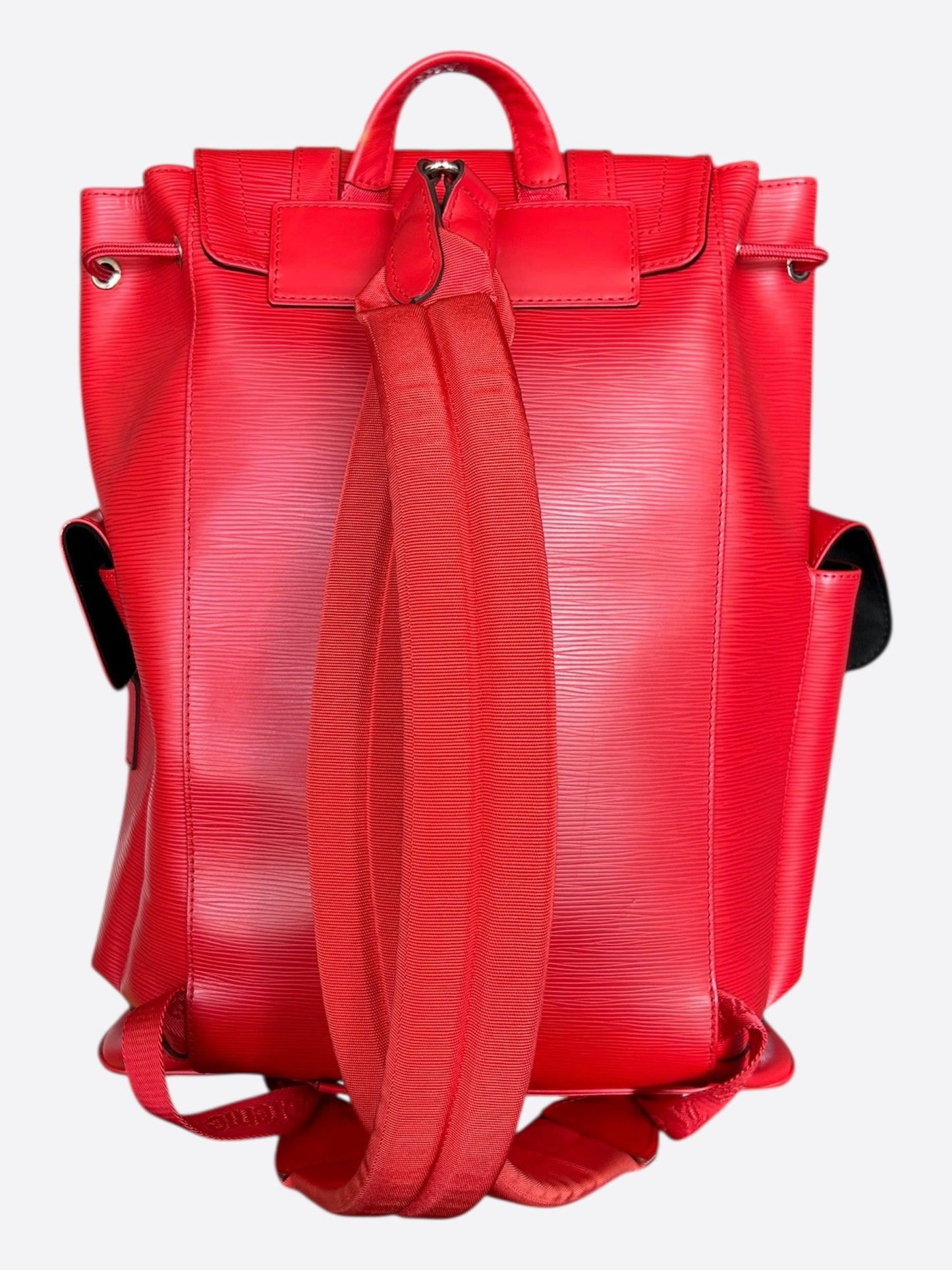 louis vuitton backpack red white Louis Vuitton Supreme Red & White EPI Christopher Backpack – Savonches
