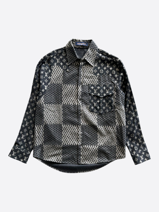 Louis Vuitton Nigo Grey Giant Damier Monogram Button Up Shirt
