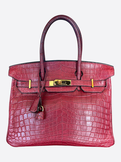 Hermes Red Crocodile & Gold Hardware Birkin 30