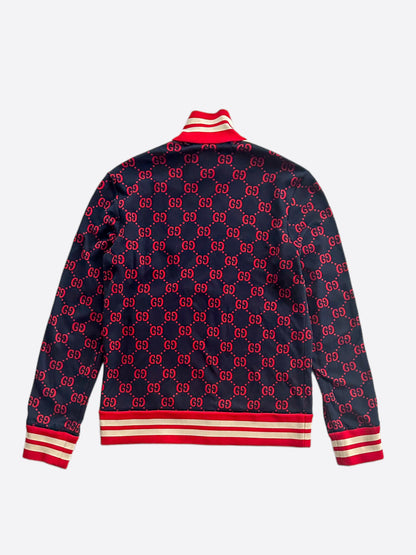 Gucci Navy & Red Monogram Jacquard Track Jacket