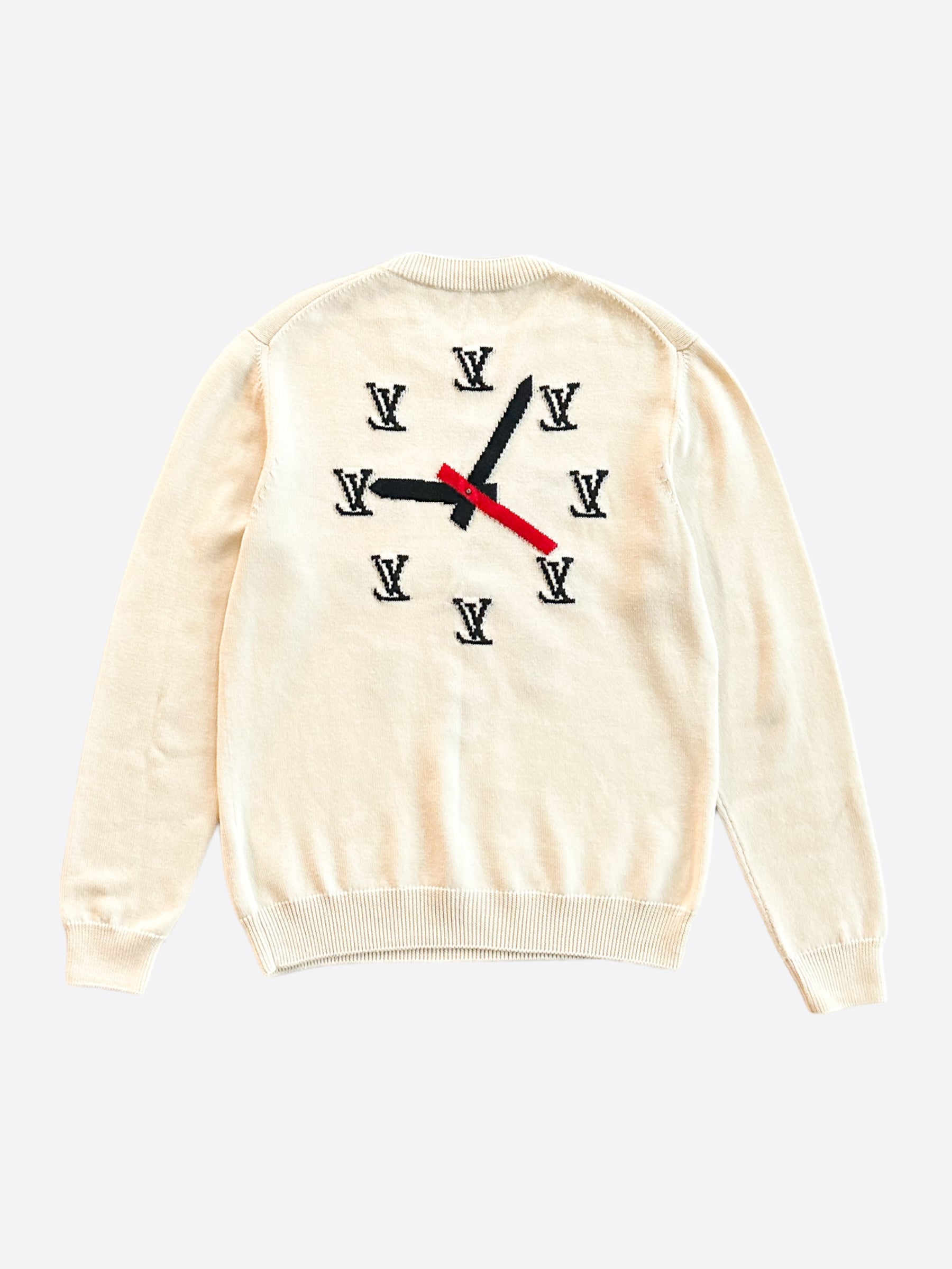 Louis Vuitton Cream Monogram Clock Wool Sweater