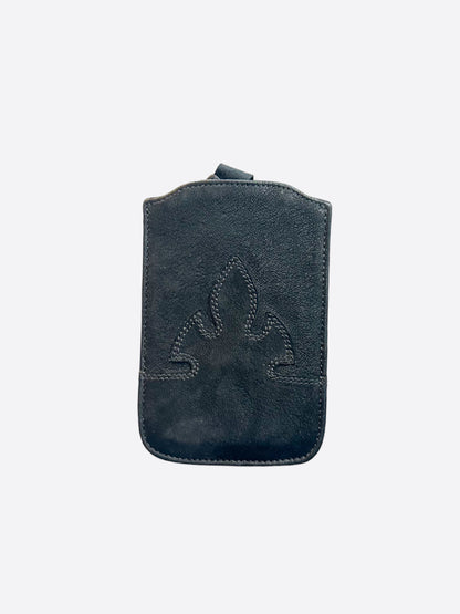 Chrome Hearts Black Leather Fleur Cardholder