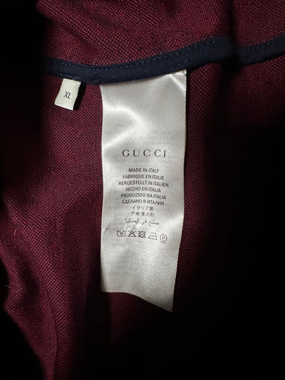 Gucci Navy & Red Monogram Jacquard Track Jacket