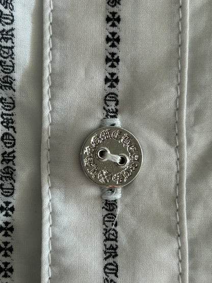 Chrome Hearts White & Black Loose Ends Pinstripe Button Up Shirt