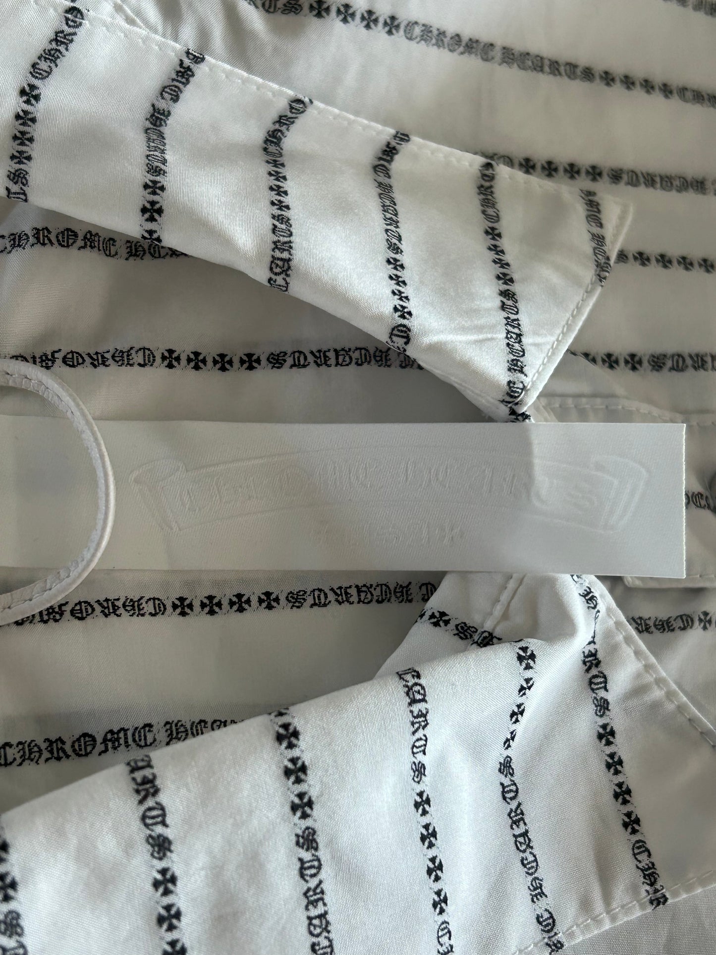 Chrome Hearts White & Black Loose Ends Pinstripe Button Up Shirt