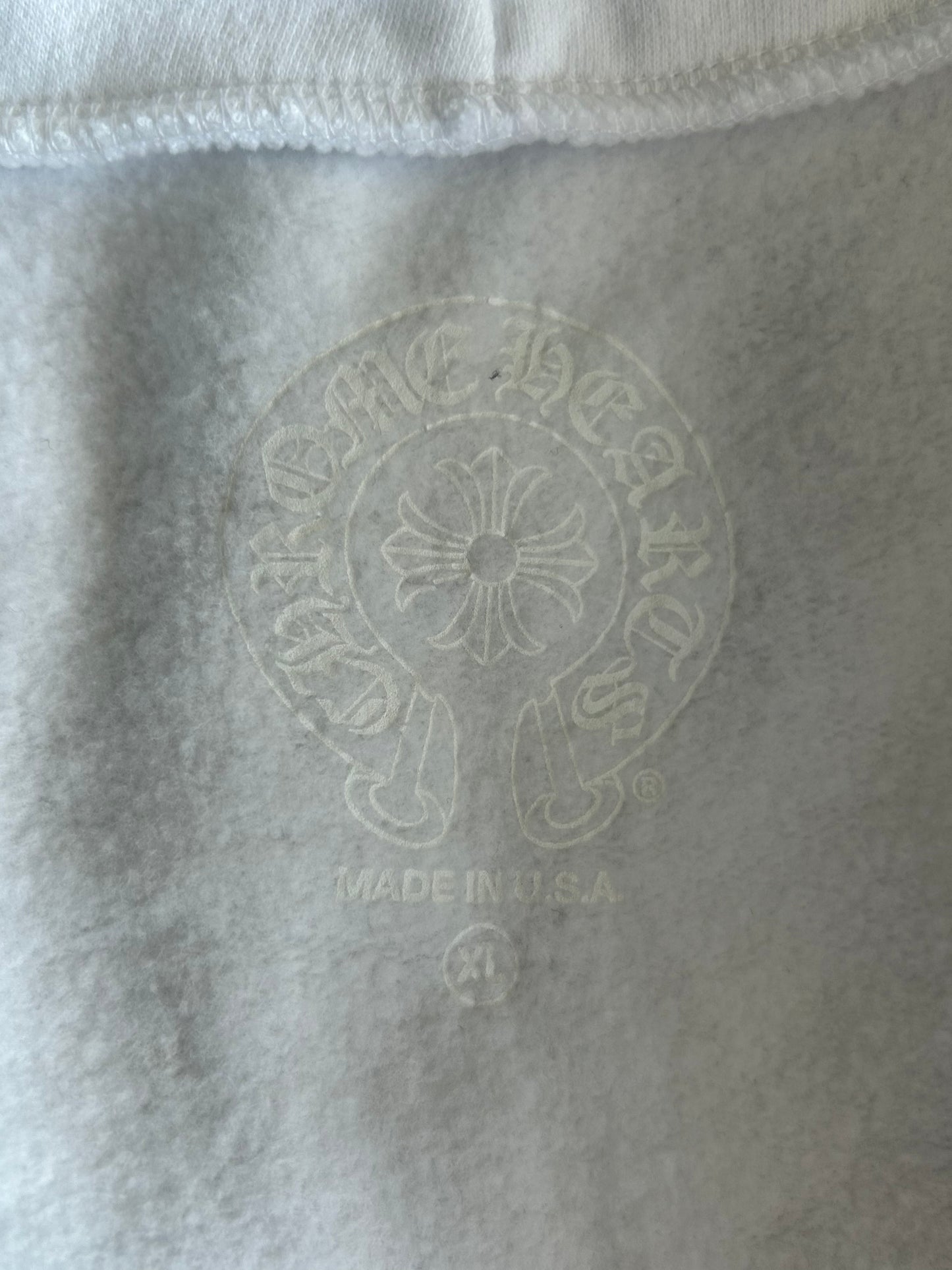 Chrome Hearts White & Blue Script Logo Zip Up Hoodie