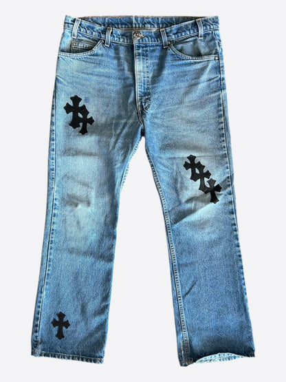 Chrome Hearts Levi's Blue & Black Cross Patch Jeans