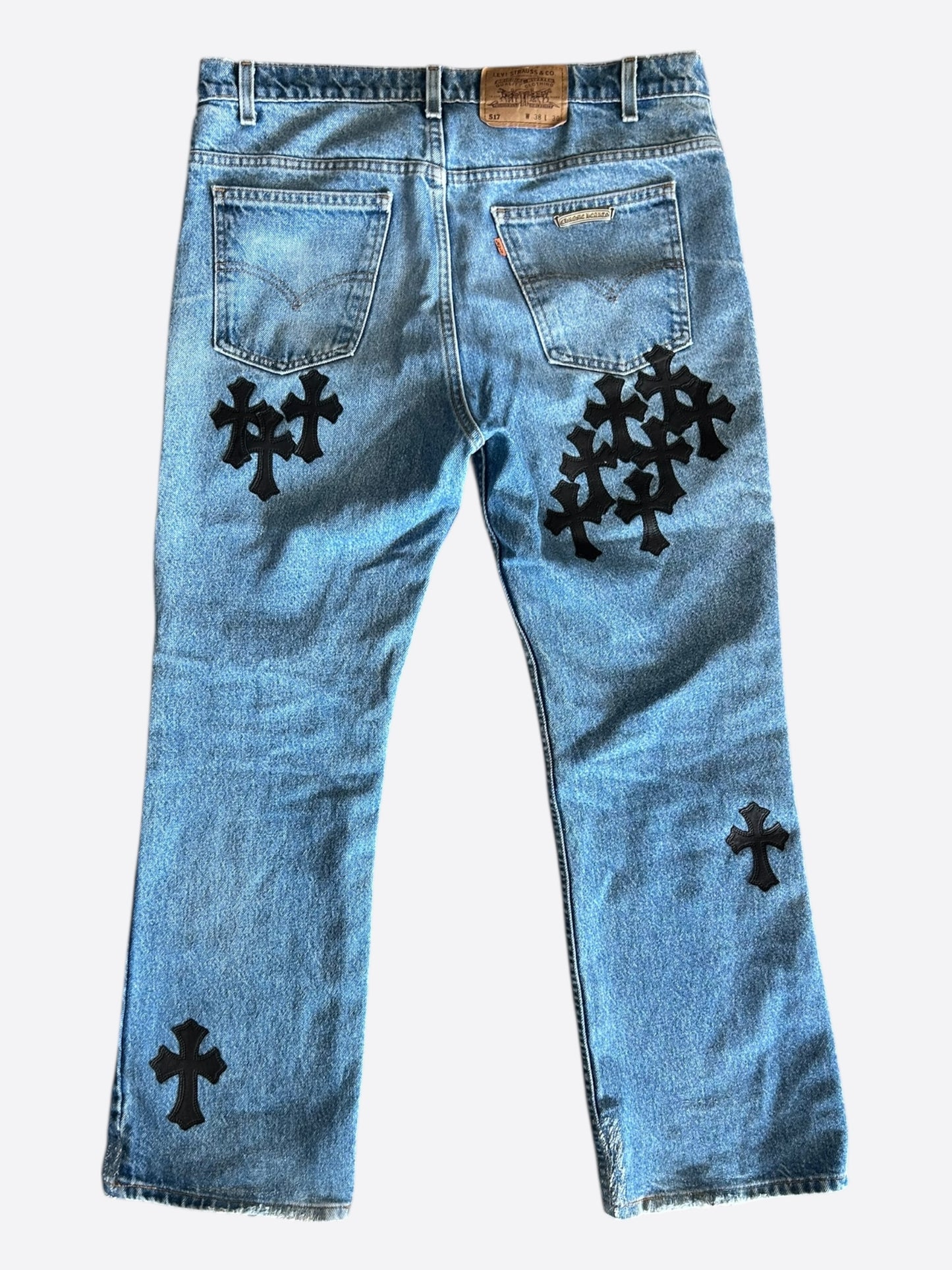 Chrome Hearts Levi's Blue & Black Cross Patch Jeans