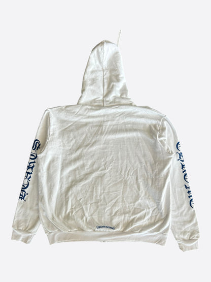 Chrome Hearts White & Blue Script Logo Zip Up Hoodie