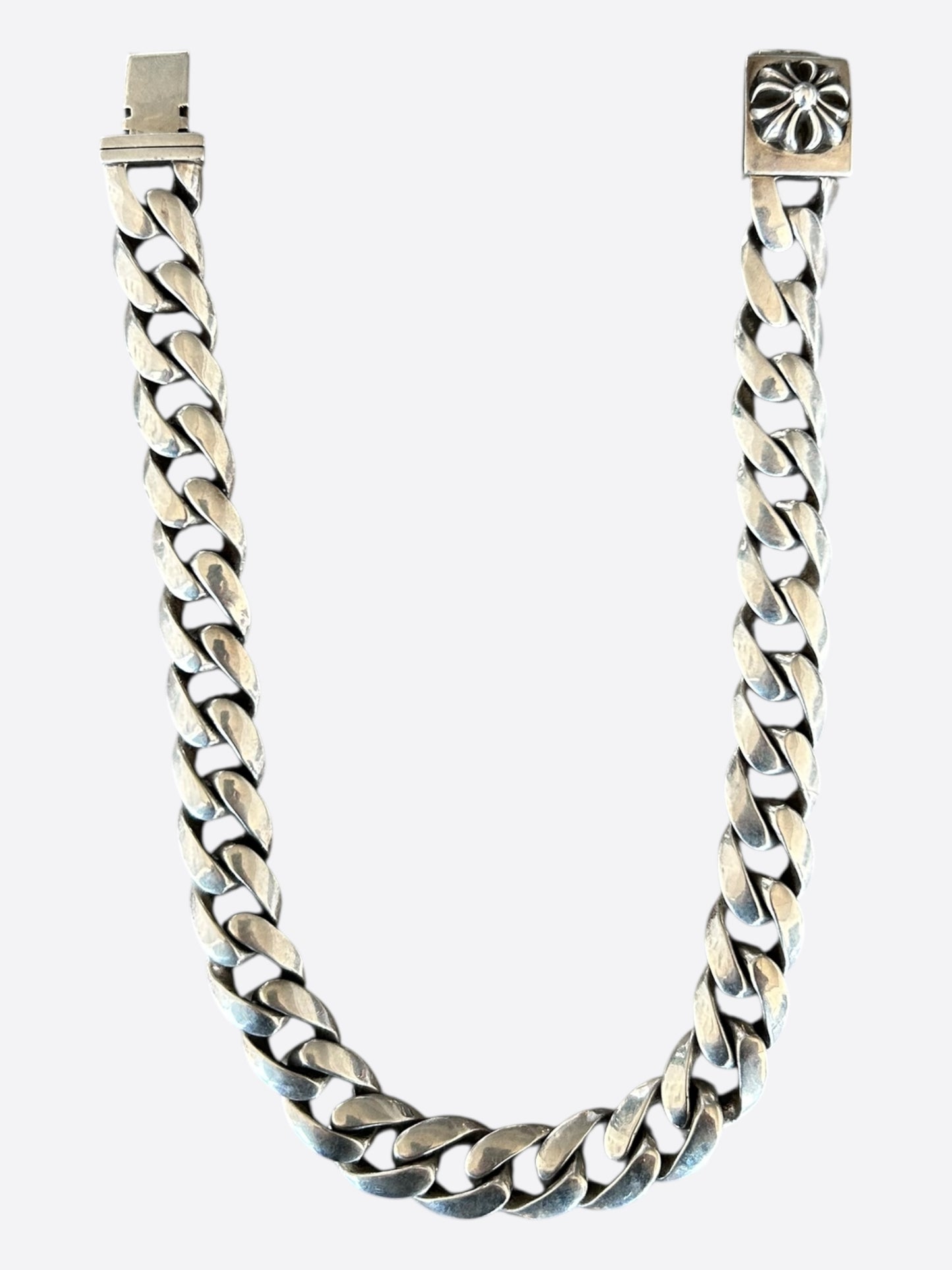 Chrome Hearts Silver Cross Cuban Necklace