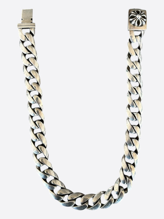 Chrome Hearts Silver Cross Cuban Necklace