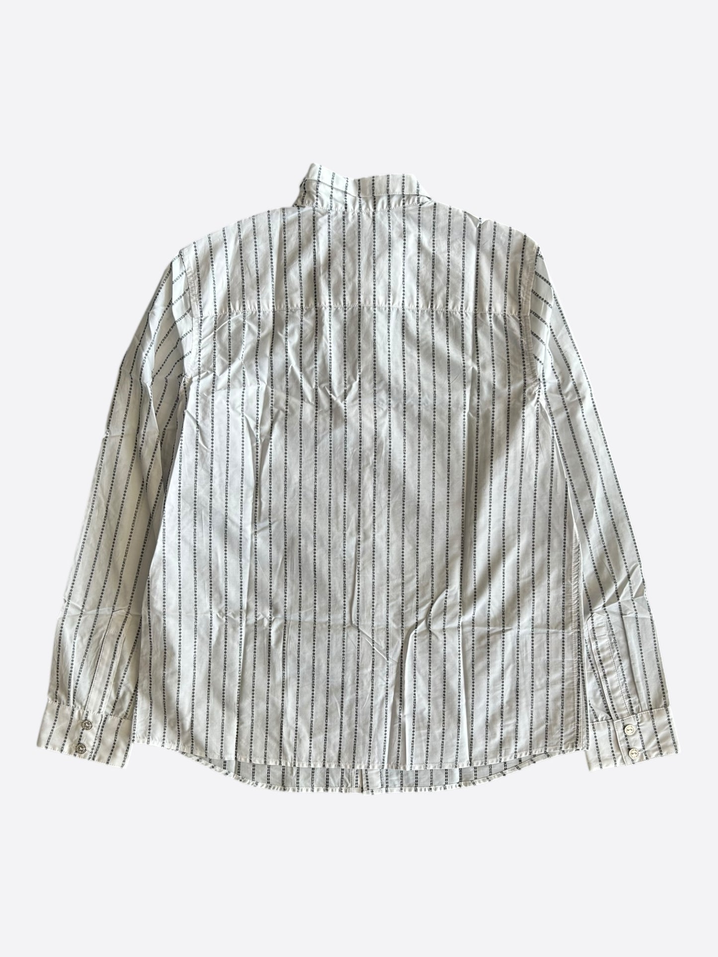 Chrome Hearts White & Black Loose Ends Pinstripe Button Up Shirt
