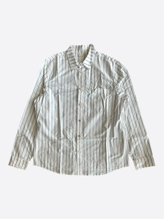 Chrome Hearts White & Black Loose Ends Pinstripe Button Up Shirt