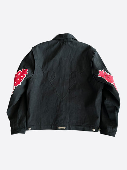 Chrome Hearts Black & Red Floral Patch Fleur Jacket