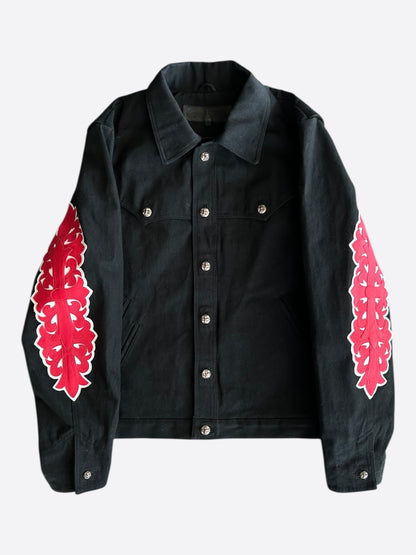 Chrome Hearts Black & Red Floral Patch Fleur Jacket