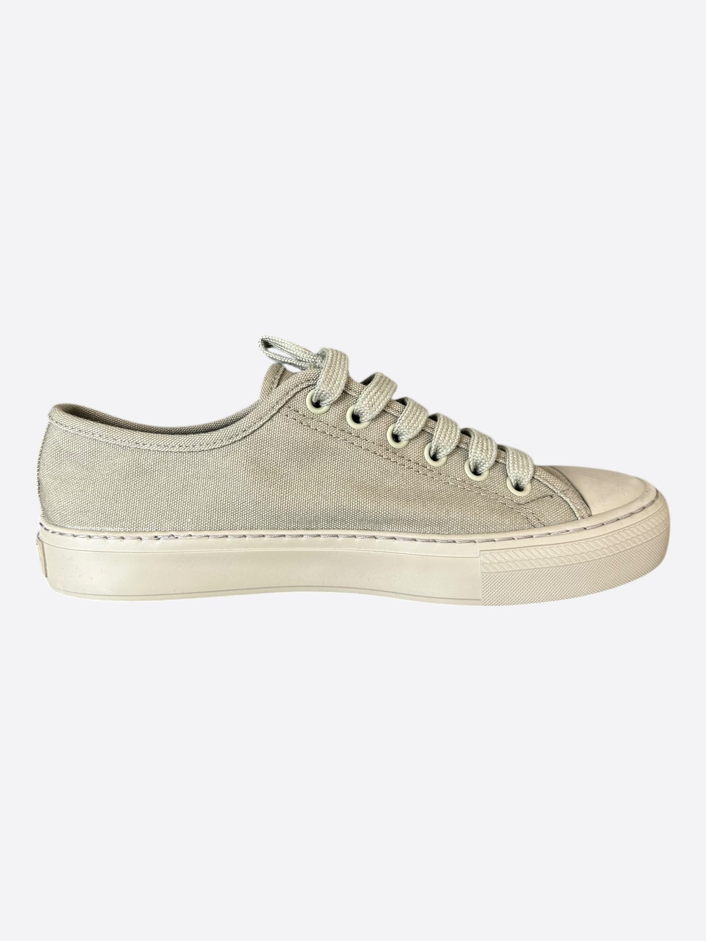 Prada Olive Triangle Logo Canvas Sneakers