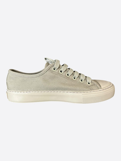 Prada Olive Triangle Logo Canvas Sneakers