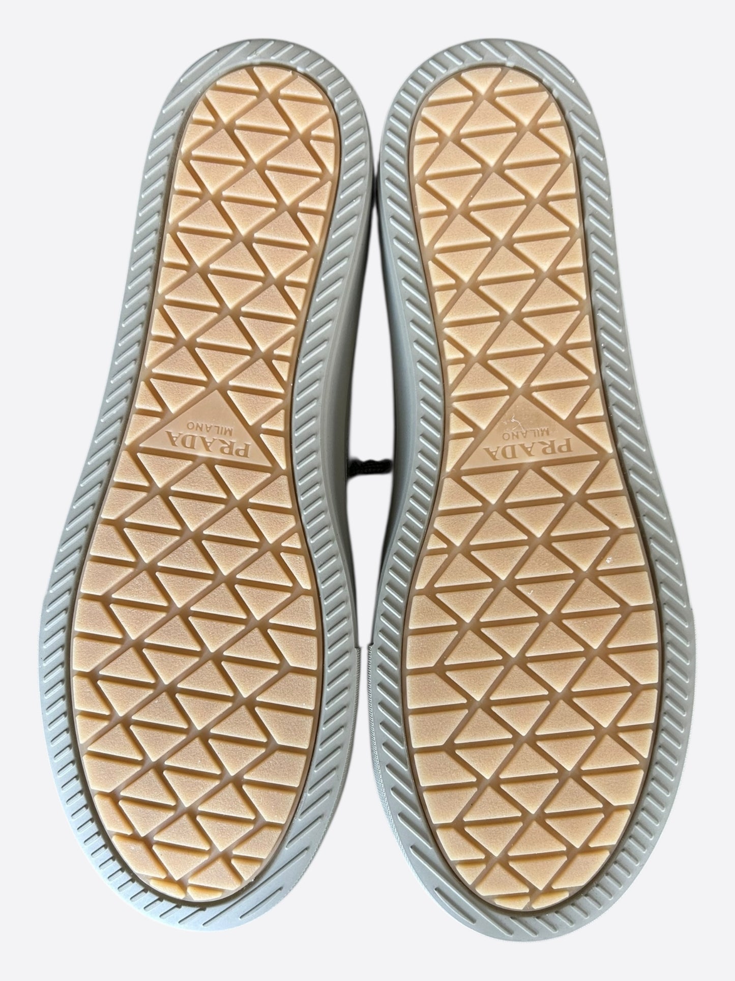 Prada Olive Triangle Logo Canvas Sneakers