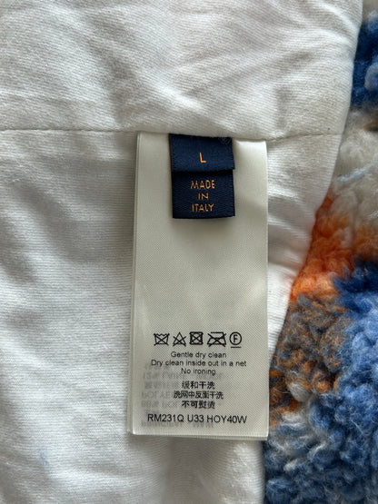 Louis Vuitton Blue & Orange Camo Monogram Fleece Zip Up Jacket