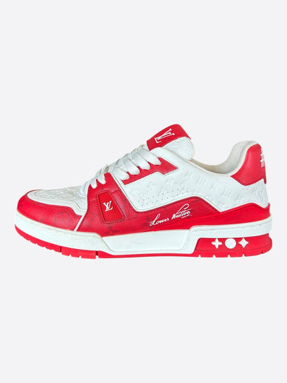 Louis Vuitton Red & White Monogram Trainers