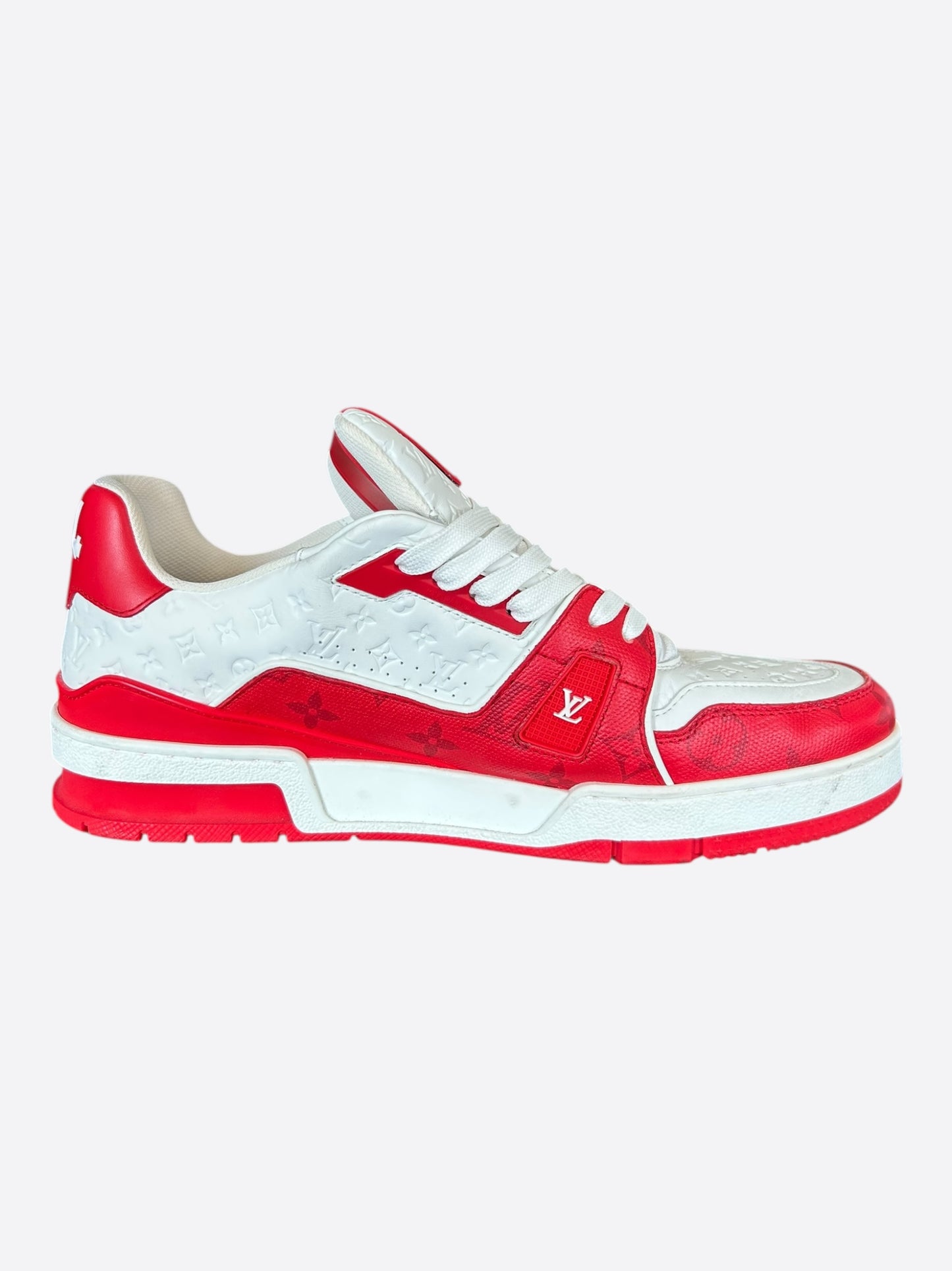 Louis Vuitton Red & White Monogram Trainers