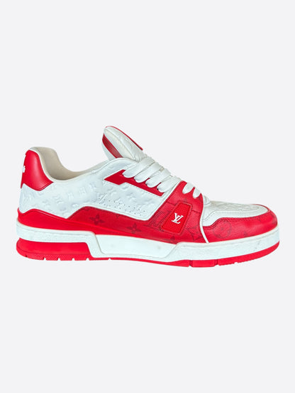 Louis Vuitton Red & White Monogram Trainers