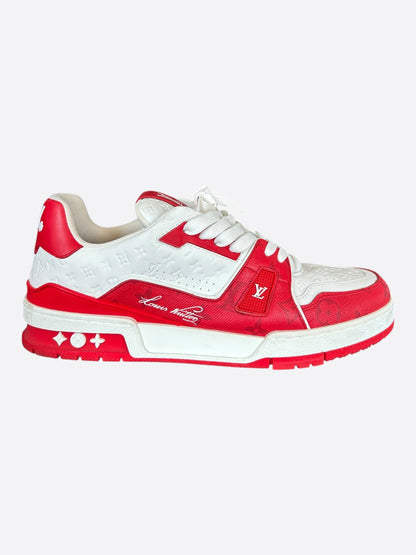 Louis Vuitton Red & White Monogram Trainers