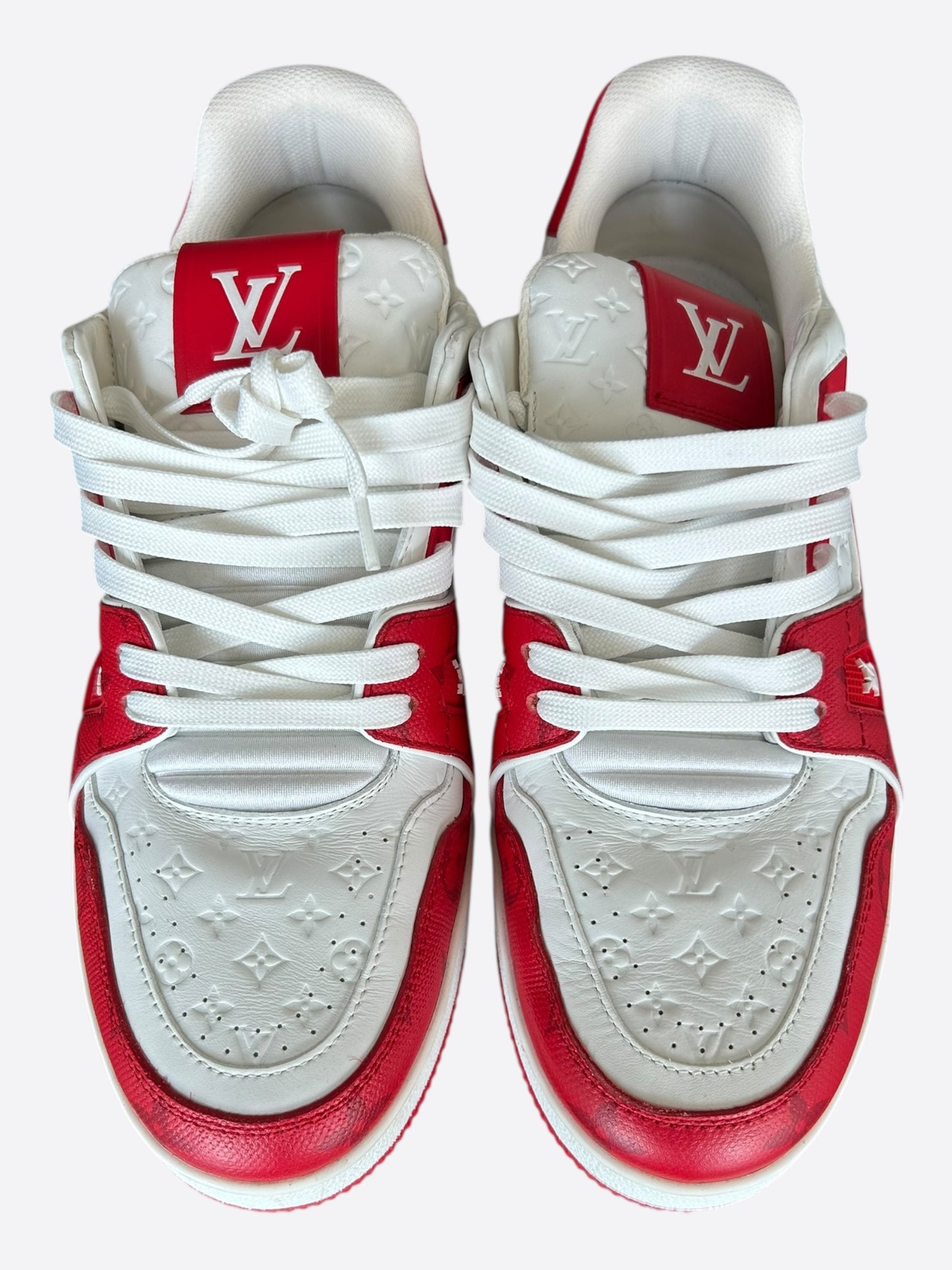 Louis Vuitton Red & White Monogram Trainers