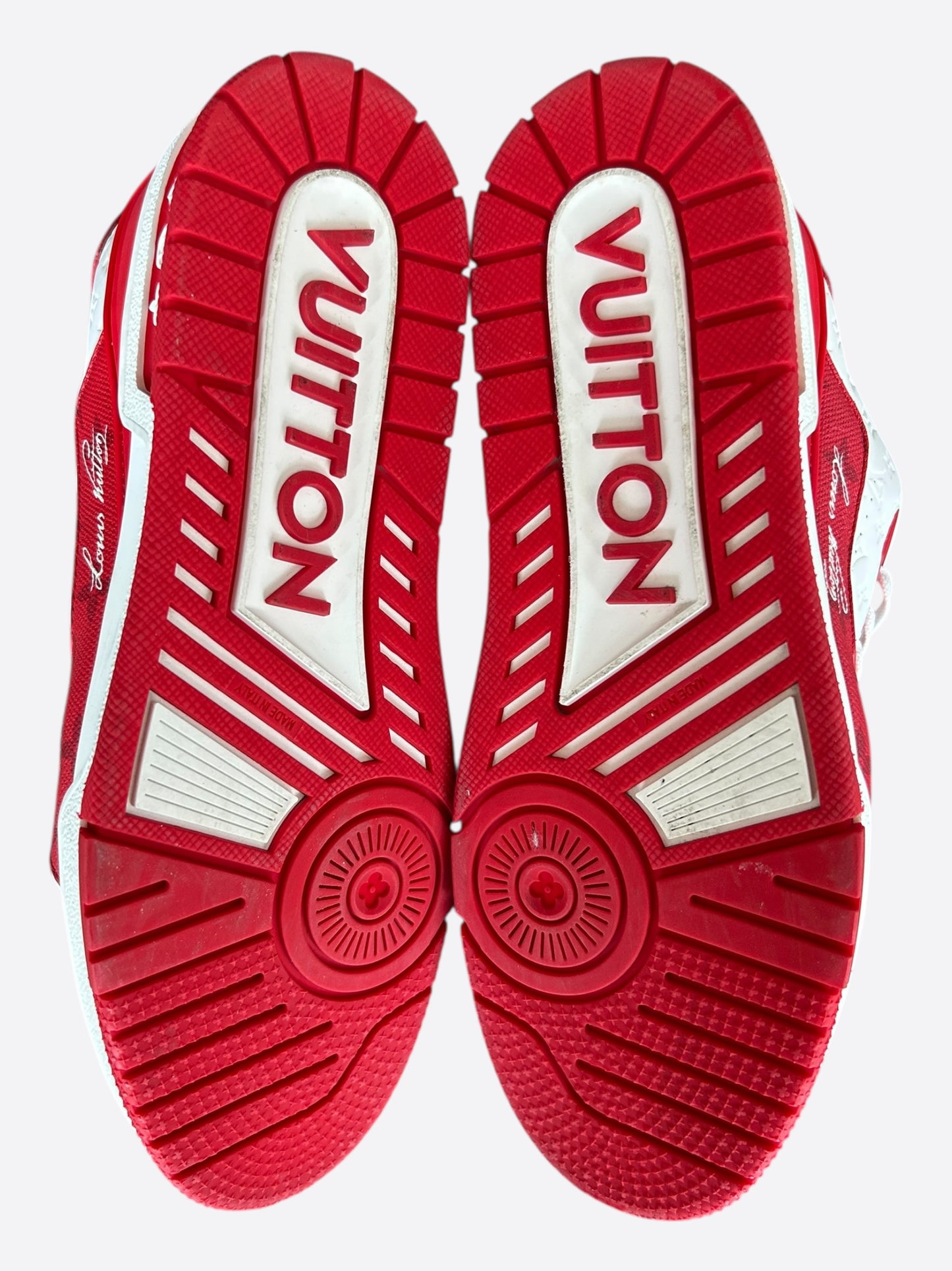 Louis Vuitton Red & White Monogram Trainers