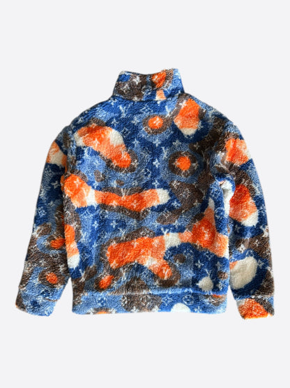 Louis Vuitton Blue & Orange Camo Monogram Fleece Zip Up Jacket