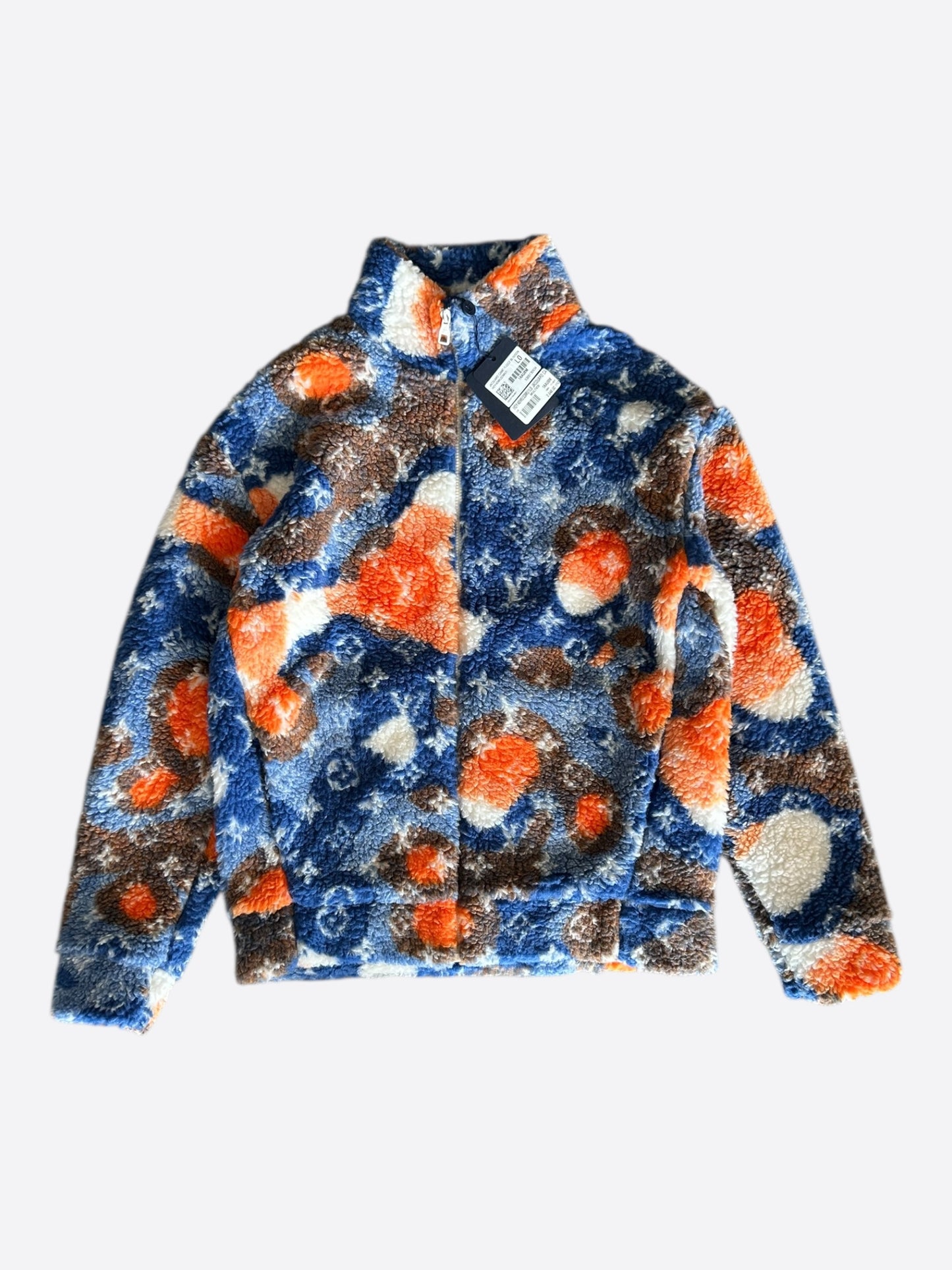 Louis Vuitton Blue & Orange Camo Monogram Fleece Zip Up Jacket