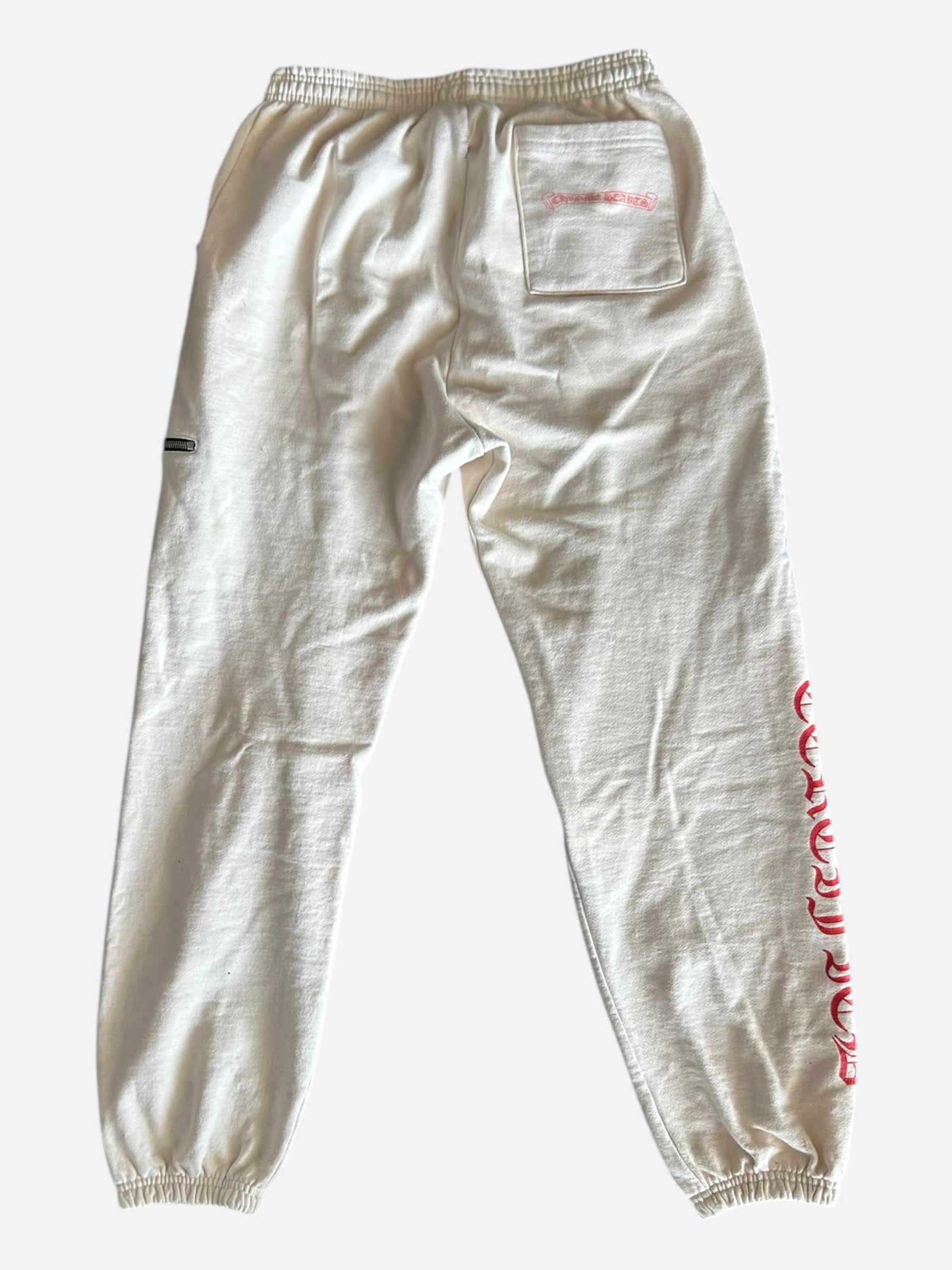 Chrome Hearts Drake Cream & Pink Certified Chrome Cross Logo Sweatpants