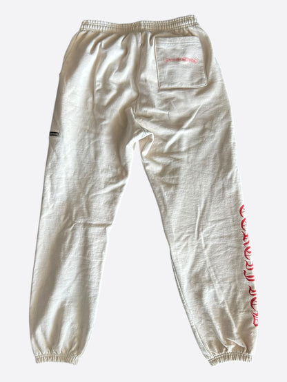 Chrome Hearts Drake Cream & Pink Certified Chrome Cross Logo Sweatpants