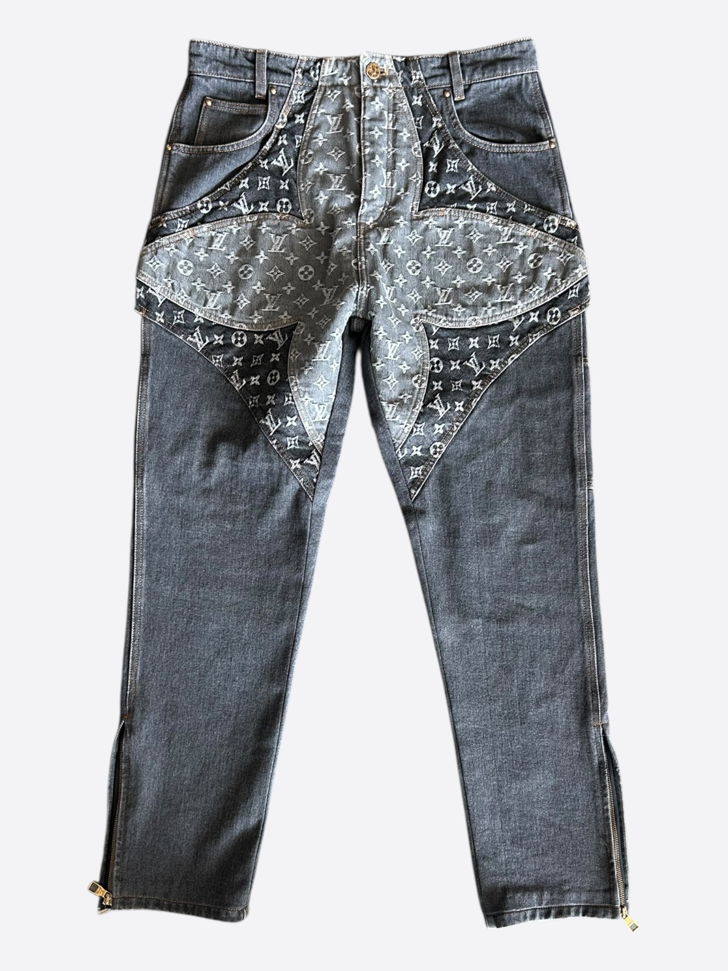 Louis Vuitton Grey Flower Monogram Jeans